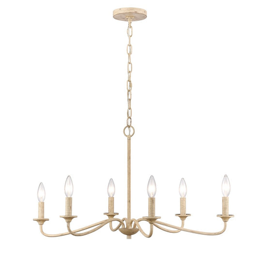 Atlas Lighting Ellisville 30in 6-Light Chandelier | Transitional Antique Cream Metal | Dining Room & Kitchen Island | Model CL11162-CR