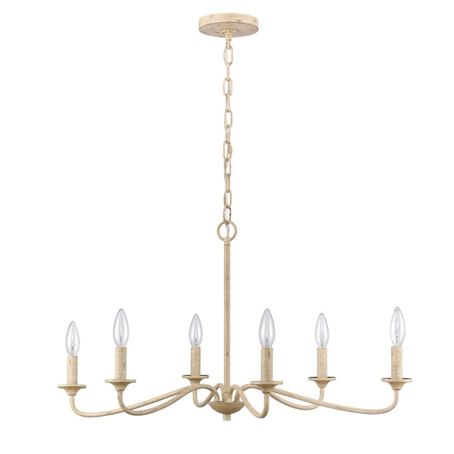 Atlas Lighting Ellisville 30in 6-Light Chandelier | Transitional Antique Cream Metal | Dining Room & Kitchen Island | Model CL11162-CR