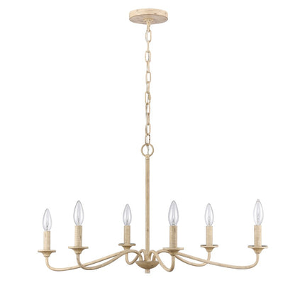 Atlas Lighting Ellisville 30in 6-Light Chandelier | Transitional Antique Cream Metal | Dining Room & Kitchen Island | Model CL11162-CR
