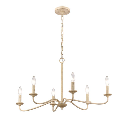 Atlas Lighting Ellisville 30in 6-Light Chandelier | Transitional Antique Cream Metal | Dining Room & Kitchen Island | Model CL11162-CR