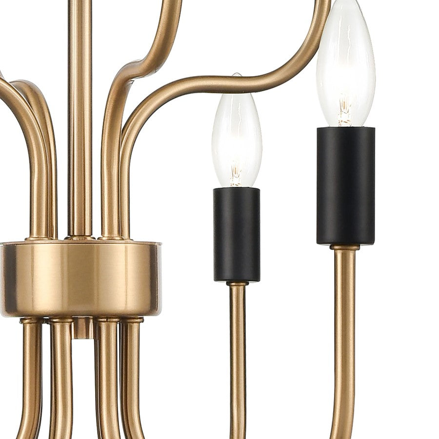 Atlas Lighting Epping Avenue 24in 12-Light Chandelier | Transitional Aged Brass and Matte Black Metal | Dining Room & Living Room | Model CL11164-BS