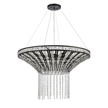 Atlas Lighting Fantania 36in 8-Light Chandelier | Traditional Matte Black and Clear Crystal | Dining Room & Entryway | Model CL11169-BK