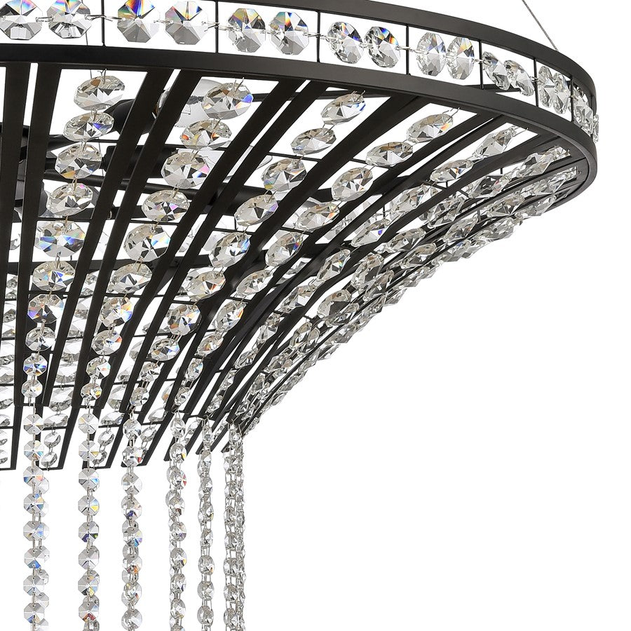 Atlas Lighting Fantania 36in 8-Light Chandelier | Traditional Matte Black and Clear Crystal | Dining Room & Entryway | Model CL11169-BK