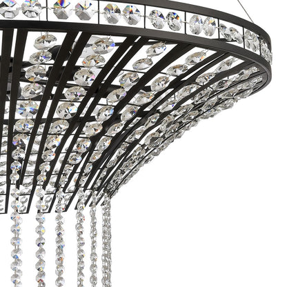 Atlas Lighting Fantania 36in 8-Light Chandelier | Traditional Matte Black and Clear Crystal | Dining Room & Entryway | Model CL11169-BK