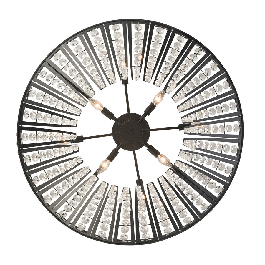 Atlas Lighting Fantania 36in 8-Light Chandelier | Traditional Matte Black and Clear Crystal | Dining Room & Entryway | Model CL11169-BK