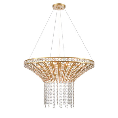 Atlas Lighting Fantania 36in 8-Light Chandelier | Traditional Gold and Clear Crystal | Dining Room & Living Room | 36 x 36 x 23 in | Model CL11169-GD