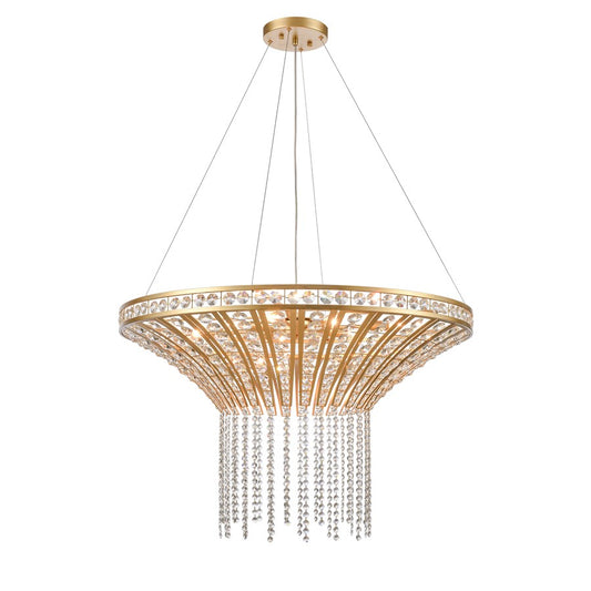 Atlas Lighting Fantania 36in 8-Light Chandelier | Traditional Gold and Clear Crystal | Dining Room & Living Room | 36 x 36 x 23 in | Model CL11169-GD