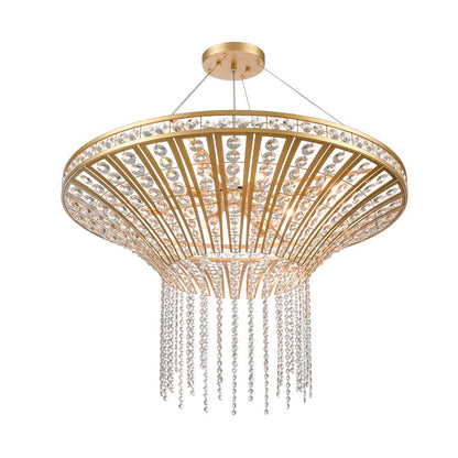 Atlas Lighting Fantania 36in 8-Light Chandelier | Traditional Gold and Clear Crystal | Dining Room & Living Room | 36 x 36 x 23 in | Model CL11169-GD