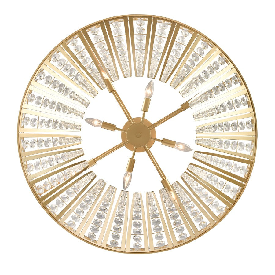 Atlas Lighting Fantania 36in 8-Light Chandelier | Traditional Gold and Clear Crystal | Dining Room & Living Room | 36 x 36 x 23 in | Model CL11169-GD