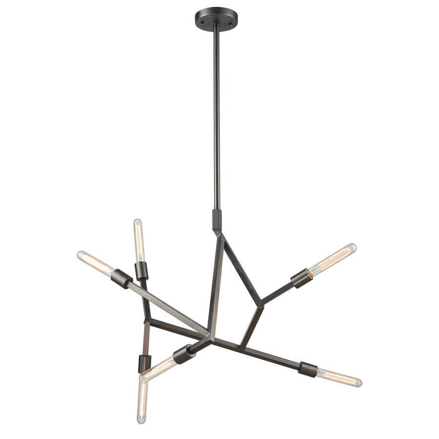 Atlas Lighting Freeform 28in 6-Light Chandelier | Modern Dark Graphite Metal | Dining Room & Living Room | 28 x 19 x 20 in | Model CL11181-BK