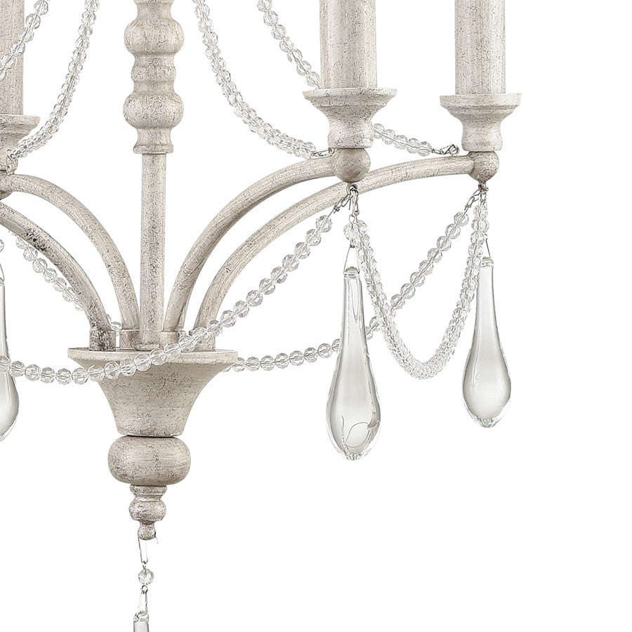 Atlas Lighting French Parlor 16in 4-Light Chandelier | Traditional Vintage White and Clear Crystal | Dining Room & Entryway | Model CL11184-WH
