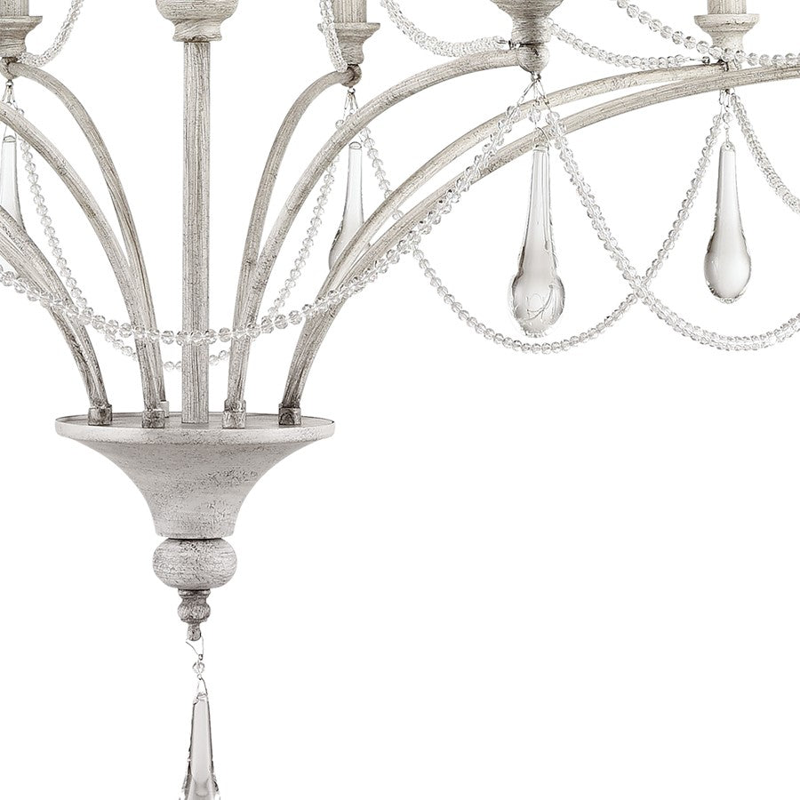 Atlas Lighting French Parlor 36in 12-Light Chandelier | Traditional Vintage White and Clear Crystal Glass | Dining Room & Living | Model CL11186-WH