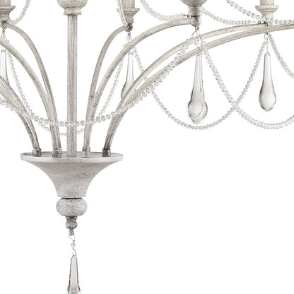 Atlas Lighting French Parlor 36in 12-Light Chandelier | Traditional Vintage White and Clear Crystal Glass | Dining Room & Living | Model CL11186-WH