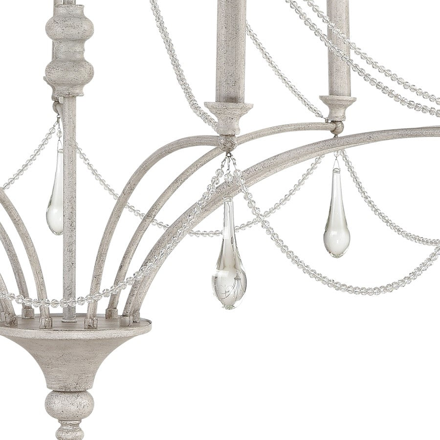 Atlas Lighting French Parlor 38in 9-Light Chandelier | Traditional Vintage White and Clear Crystal Glass | Dining Room & Living | Model CL11187-WH