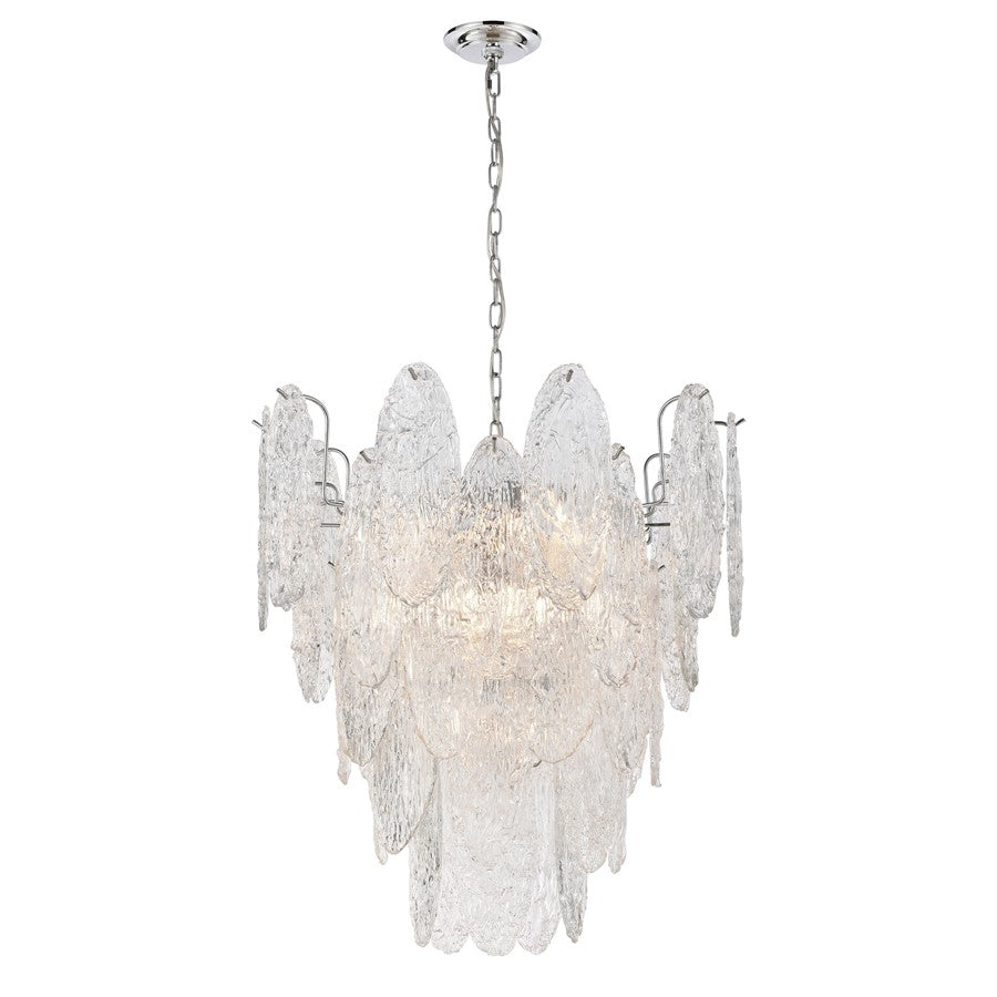 Atlas Lighting Frozen Cascade 26in 9-Light Chandelier | Traditional Polished Chrome and Clear Textured Glass | Dining Room | Model CL11188-CH