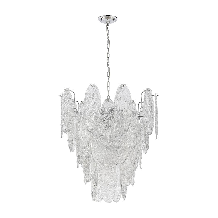 Atlas Lighting Frozen Cascade 26in 9-Light Chandelier | Traditional Polished Chrome and Clear Textured Glass | Dining Room | Model CL11188-CH
