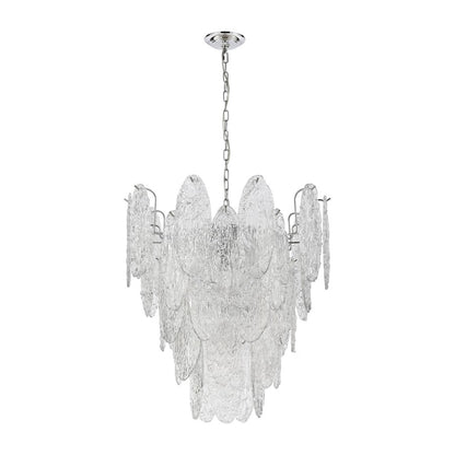 Atlas Lighting Frozen Cascade 26in 9-Light Chandelier | Traditional Polished Chrome and Clear Textured Glass | Dining Room | Model CL11188-CH