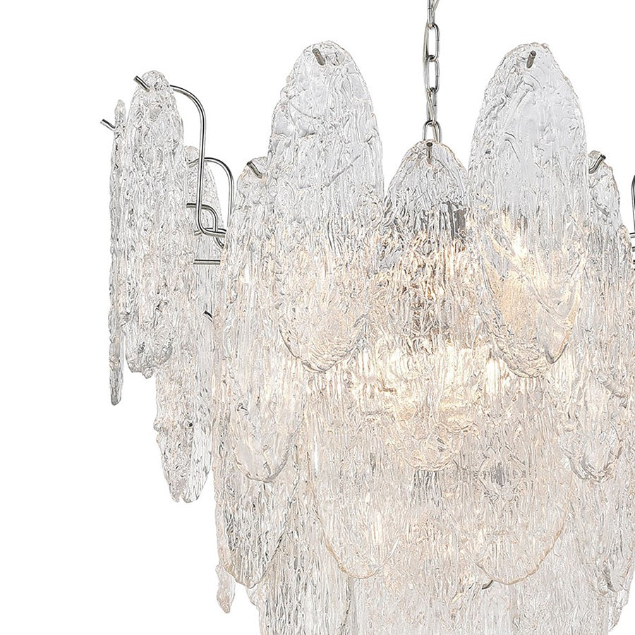Atlas Lighting Frozen Cascade 26in 9-Light Chandelier | Traditional Polished Chrome and Clear Textured Glass | Dining Room | Model CL11188-CH