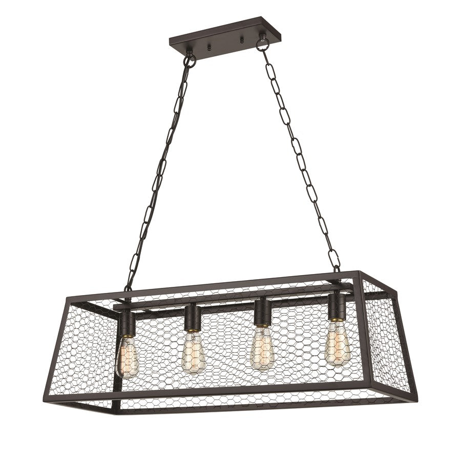 Atlas Lighting Grange 31in 4-Light Chandelier | Transitional Oil Rubbed Bronze Metal | Dining Room & Living Room | 31 x 2.7 x 10 in | Model CL11192-BZ