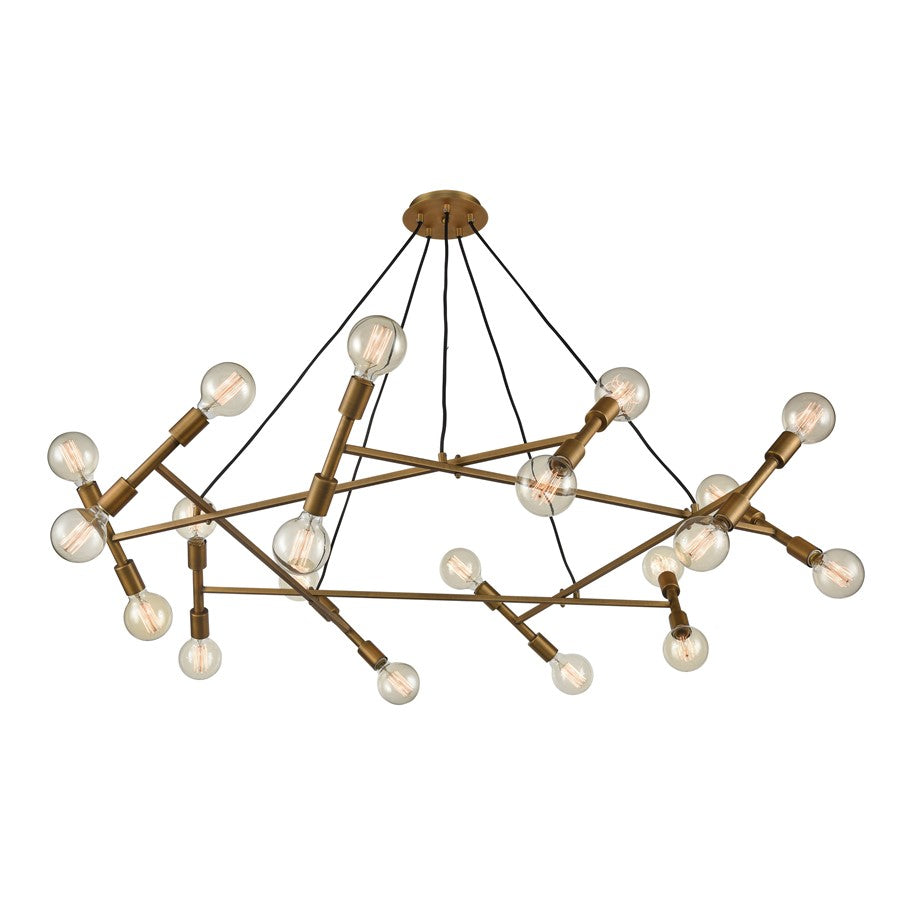 Atlas Lighting Guesting 54in 20-Light Chandelier | Transitional Antique Brass Metal | Entryway & Reception Area | 54 x 54 x 8 in | Model CL11193-BS