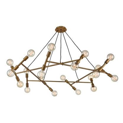 Atlas Lighting Guesting 54in 20-Light Chandelier | Transitional Antique Brass Metal | Entryway & Reception Area | 54 x 54 x 8 in | Model CL11193-BS
