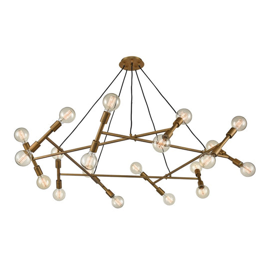Atlas Lighting Guesting 54in 20-Light Chandelier | Transitional Antique Brass Metal | Entryway & Reception Area | 54 x 54 x 8 in | Model CL11193-BS