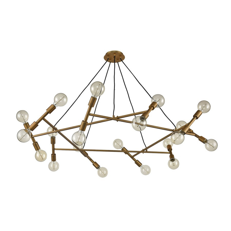 Atlas Lighting Guesting 54in 20-Light Chandelier | Transitional Antique Brass Metal | Entryway & Reception Area | 54 x 54 x 8 in | Model CL11193-BS