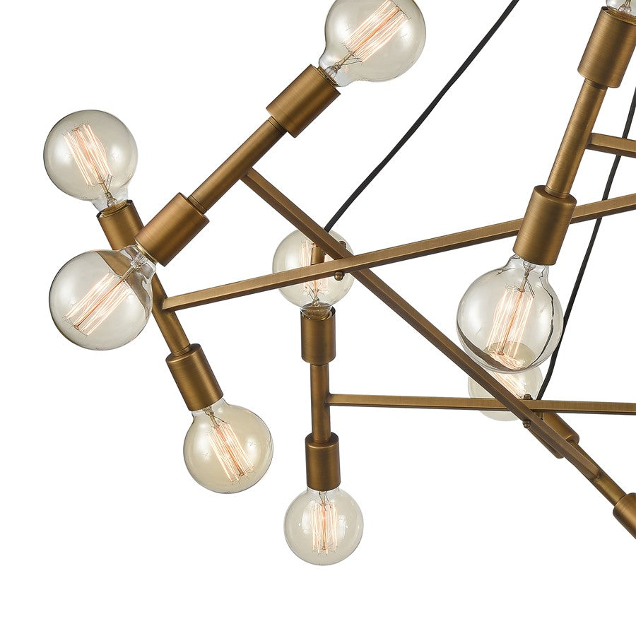 Atlas Lighting Guesting 54in 20-Light Chandelier | Transitional Antique Brass Metal | Entryway & Reception Area | 54 x 54 x 8 in | Model CL11193-BS