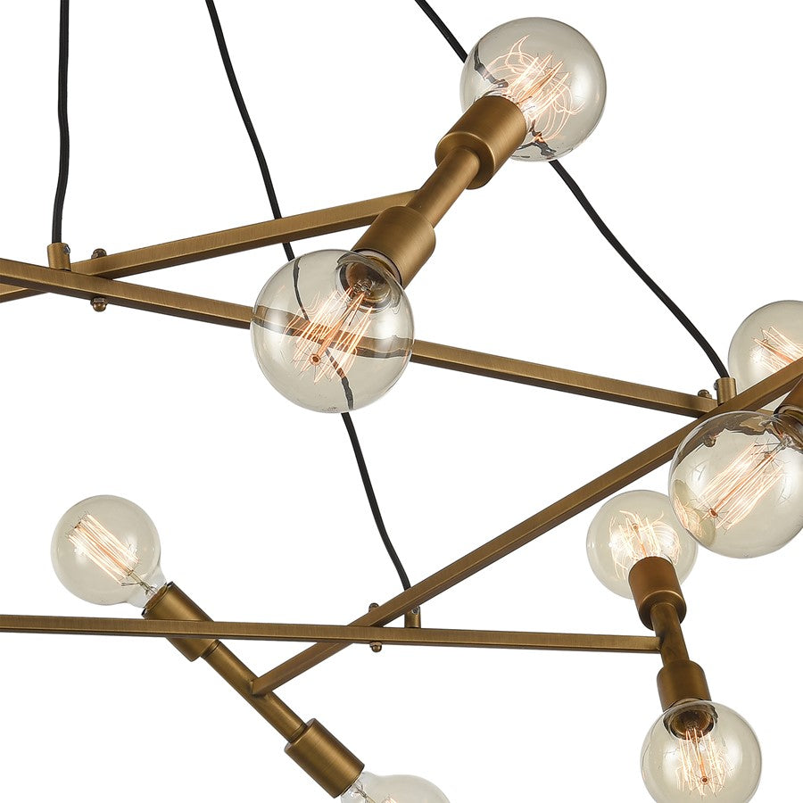 Atlas Lighting Guesting 54in 20-Light Chandelier | Transitional Antique Brass Metal | Entryway & Reception Area | 54 x 54 x 8 in | Model CL11193-BS