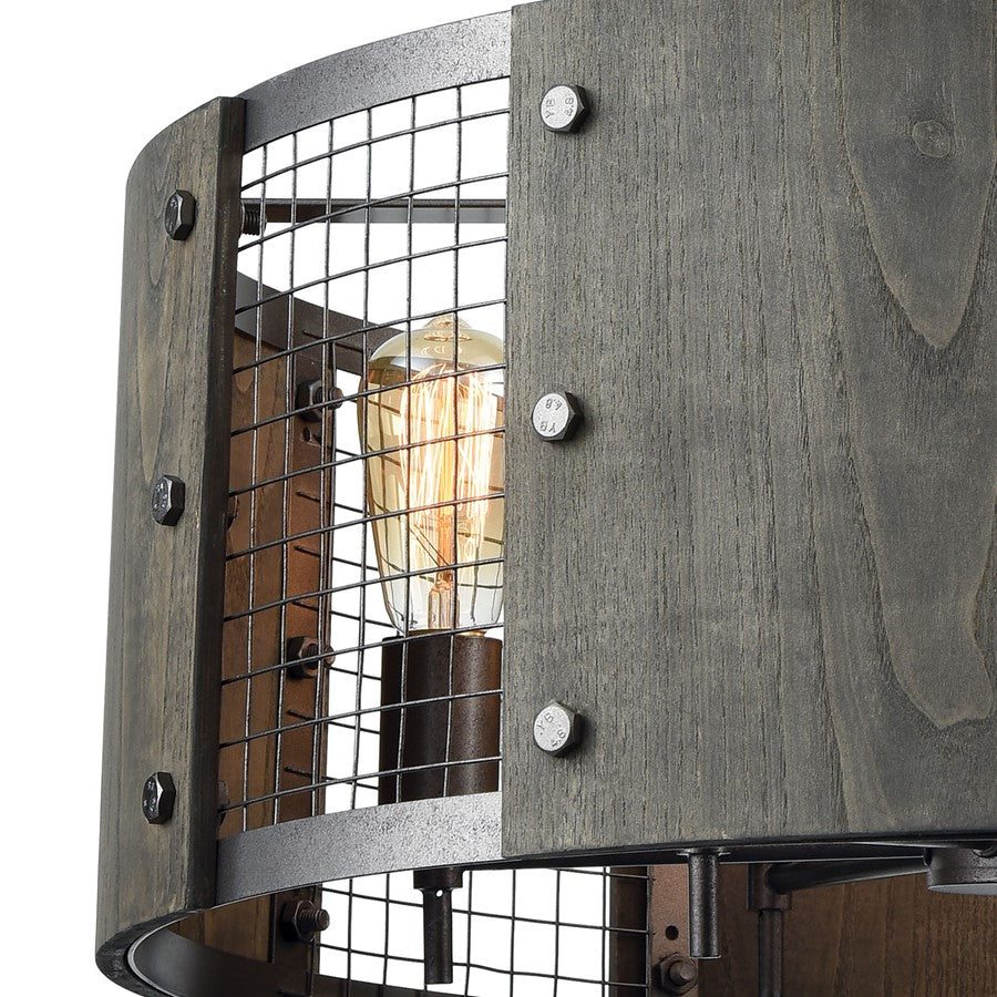 Atlas Lighting Halstead 24in 6-Light Chandelier | Transitional Ash Gray Wood and Dark Graphite Metal | Dining Room & Kitchen | Model CL11194-GY