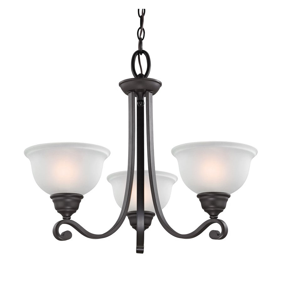 Atlas Lighting Hamilton 25in 3-Light Chandelier | Traditional Oil Rubbed Bronze and White Glass | Dining Room & Kitchen Island | Model CL11195-BZ