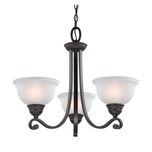 Atlas Lighting Hamilton 25in 3-Light Chandelier | Traditional Oil Rubbed Bronze and White Glass | Dining Room & Kitchen Island | Model CL11195-BZ