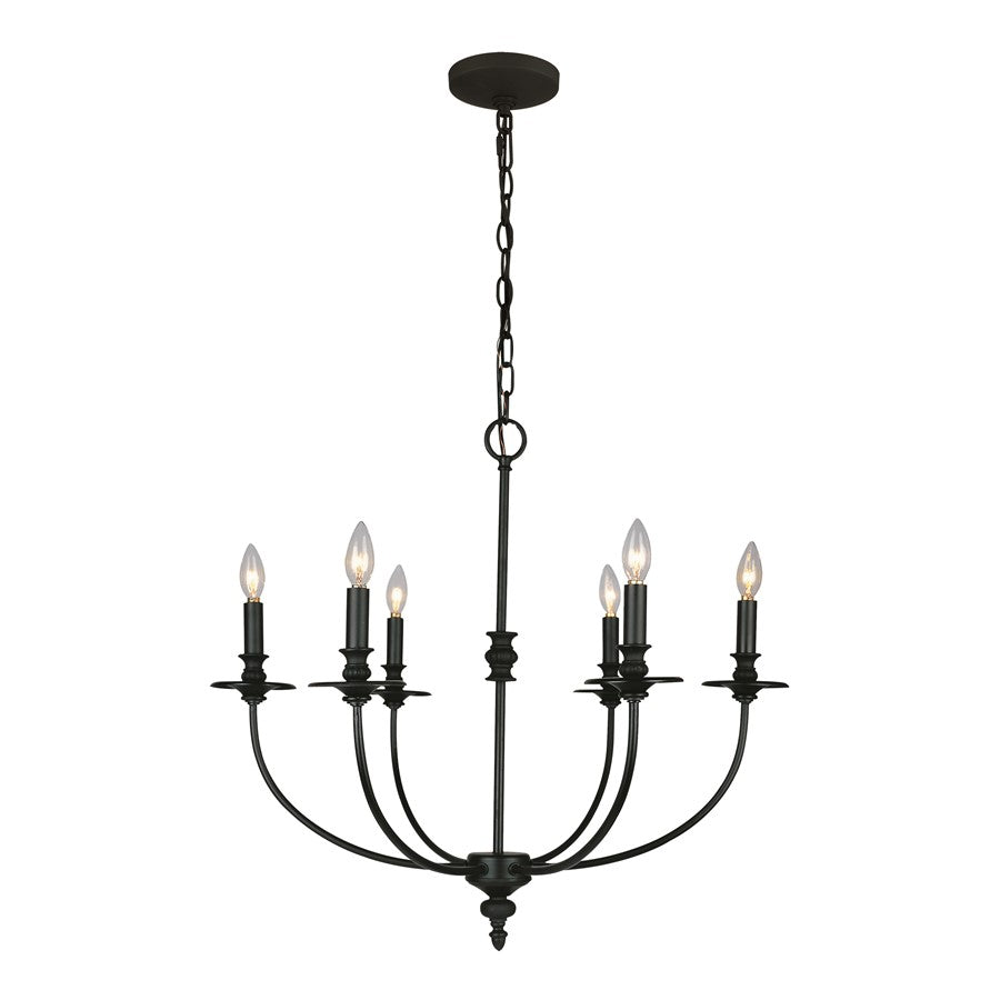 Atlas Lighting Hartford 25in 6-Light Chandelier | Traditional Oil Rubbed Bronze Metal | Dining Room & Living Room | 25 x 25 x 24 in | Model CL11199-BZ