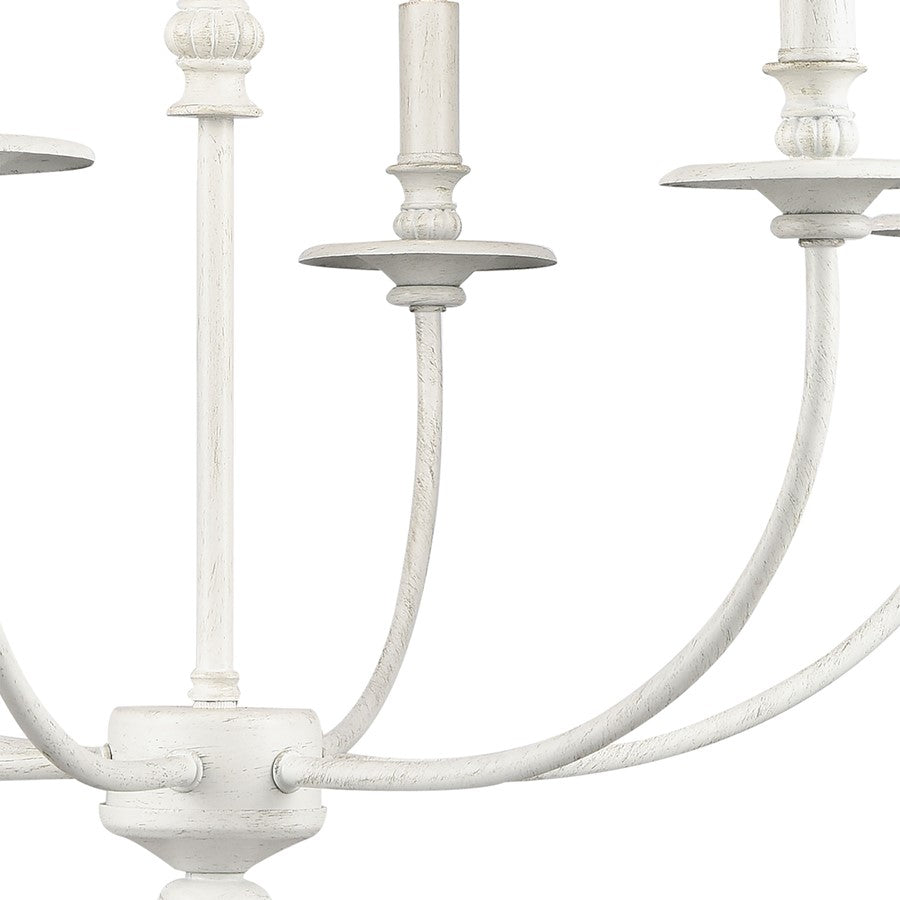 Atlas Lighting Hartford 25in 6-Light Chandelier | Traditional Farmhouse White Metal | Dining Room & Living Room | 25 x 25 x 24 in | Model CL11199-WH