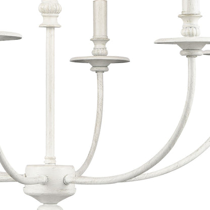Atlas Lighting Hartford 25in 6-Light Chandelier | Traditional Farmhouse White Metal | Dining Room & Living Room | 25 x 25 x 24 in | Model CL11199-WH