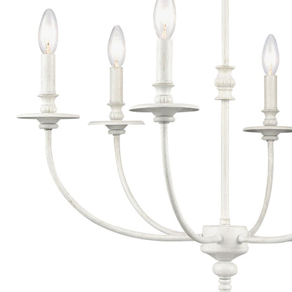 Atlas Lighting Hartford 25in 6-Light Chandelier | Traditional Farmhouse White Metal | Dining Room & Living Room | 25 x 25 x 24 in | Model CL11199-WH