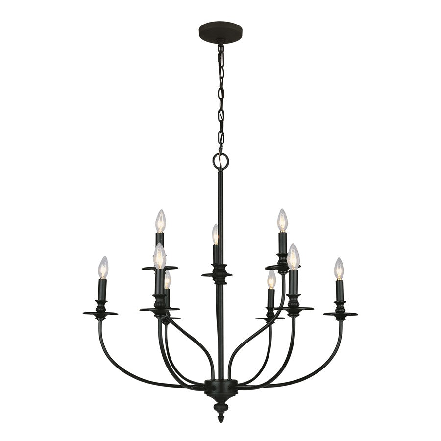 Atlas Lighting Hartford 29in 9-Light Chandelier | Traditional Oil Rubbed Bronze Metal | Dining Room & Living Room | 29 x 29 x 28 in | Model CL11200-BZ
