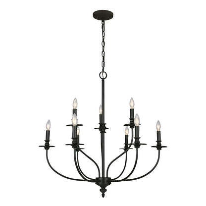 Atlas Lighting Hartford 29in 9-Light Chandelier | Traditional Oil Rubbed Bronze Metal | Dining Room & Living Room | 29 x 29 x 28 in | Model CL11200-BZ