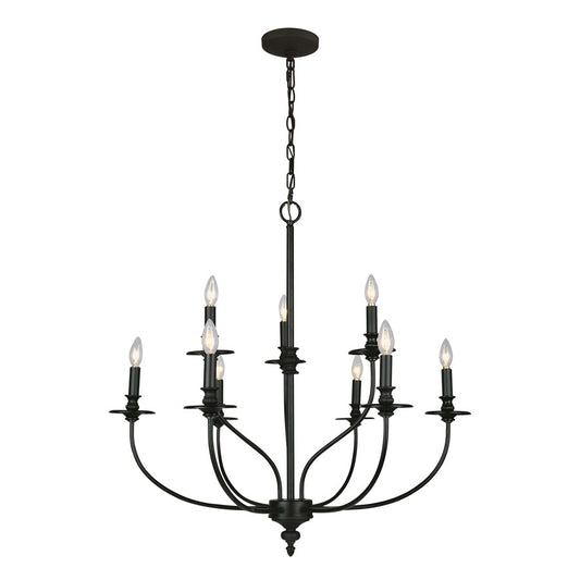 Atlas Lighting Hartford 29in 9-Light Chandelier | Traditional Oil Rubbed Bronze Metal | Dining Room & Living Room | 29 x 29 x 28 in | Model CL11200-BZ