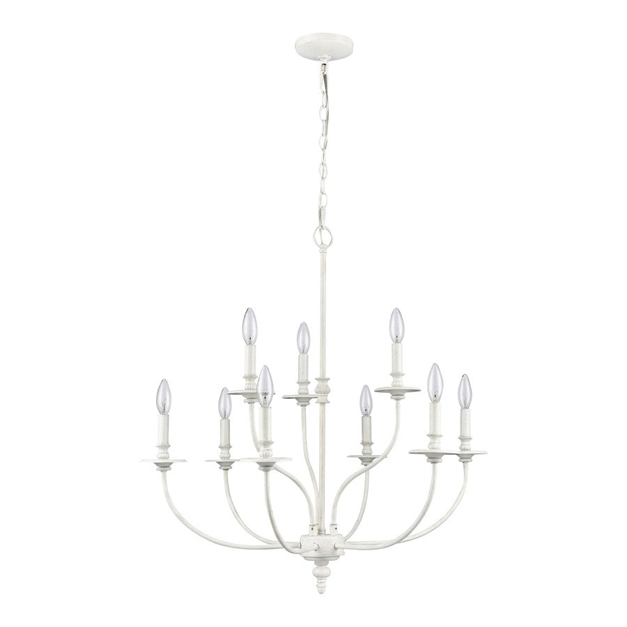 Atlas Lighting Hartford 29in 9-Light Chandelier | Farmhouse White Metal | Dining Room & Living Room | 29 x 29 x 28 in | Model CL11200-WH