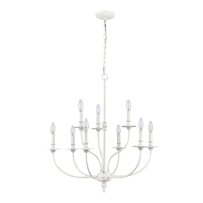 Atlas Lighting Hartford 29in 9-Light Chandelier | Farmhouse White Metal | Dining Room & Living Room | 29 x 29 x 28 in | Model CL11200-WH