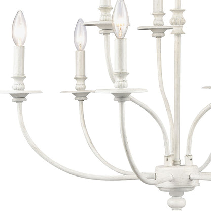 Atlas Lighting Hartford 29in 9-Light Chandelier | Farmhouse White Metal | Dining Room & Living Room | 29 x 29 x 28 in | Model CL11200-WH