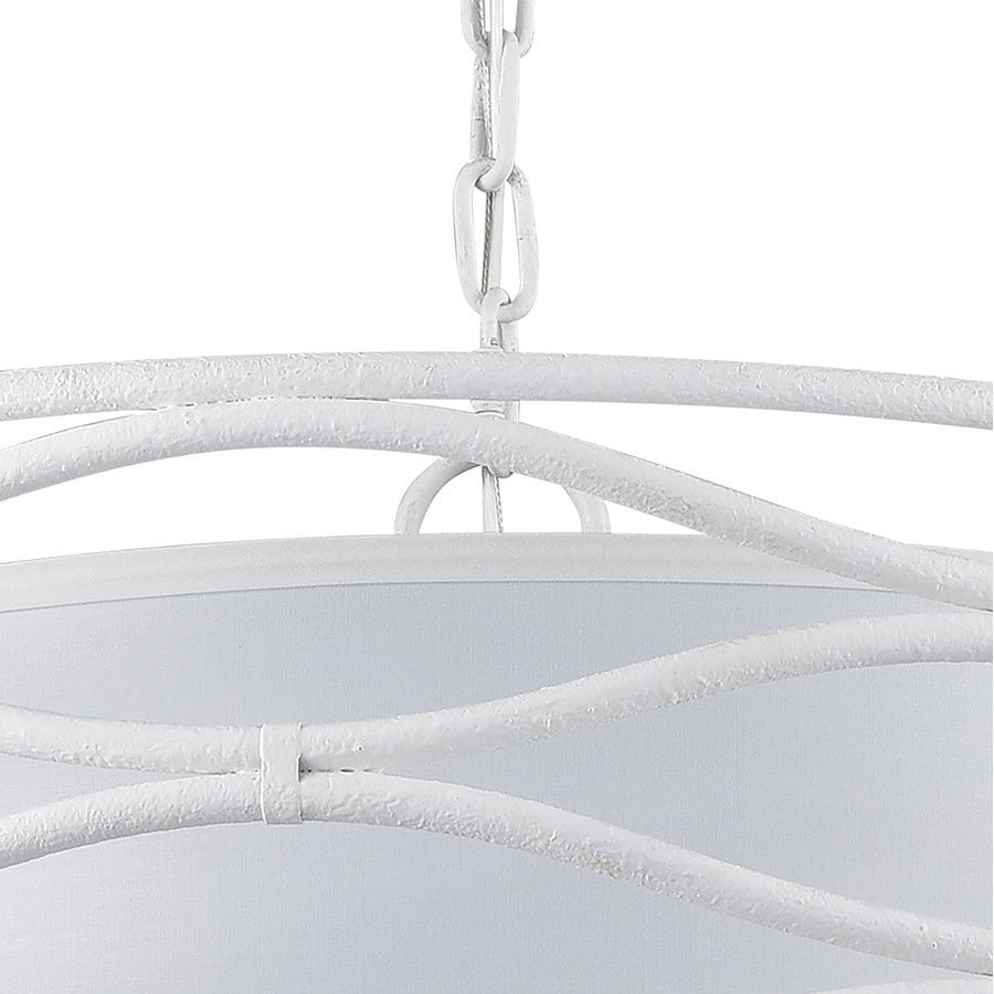 Atlas Lighting Hillcrest 24in 4-Light Chandelier | Dry White Metal and White Fabric Shade | Living Room & Hallway | 24 x 24 x 16 in | Model CL11202-WH