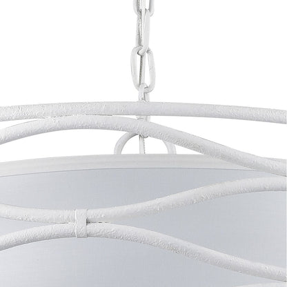 Atlas Lighting Hillcrest 24in 4-Light Chandelier | Dry White Metal and White Fabric Shade | Living Room & Hallway | 24 x 24 x 16 in | Model CL11202-WH