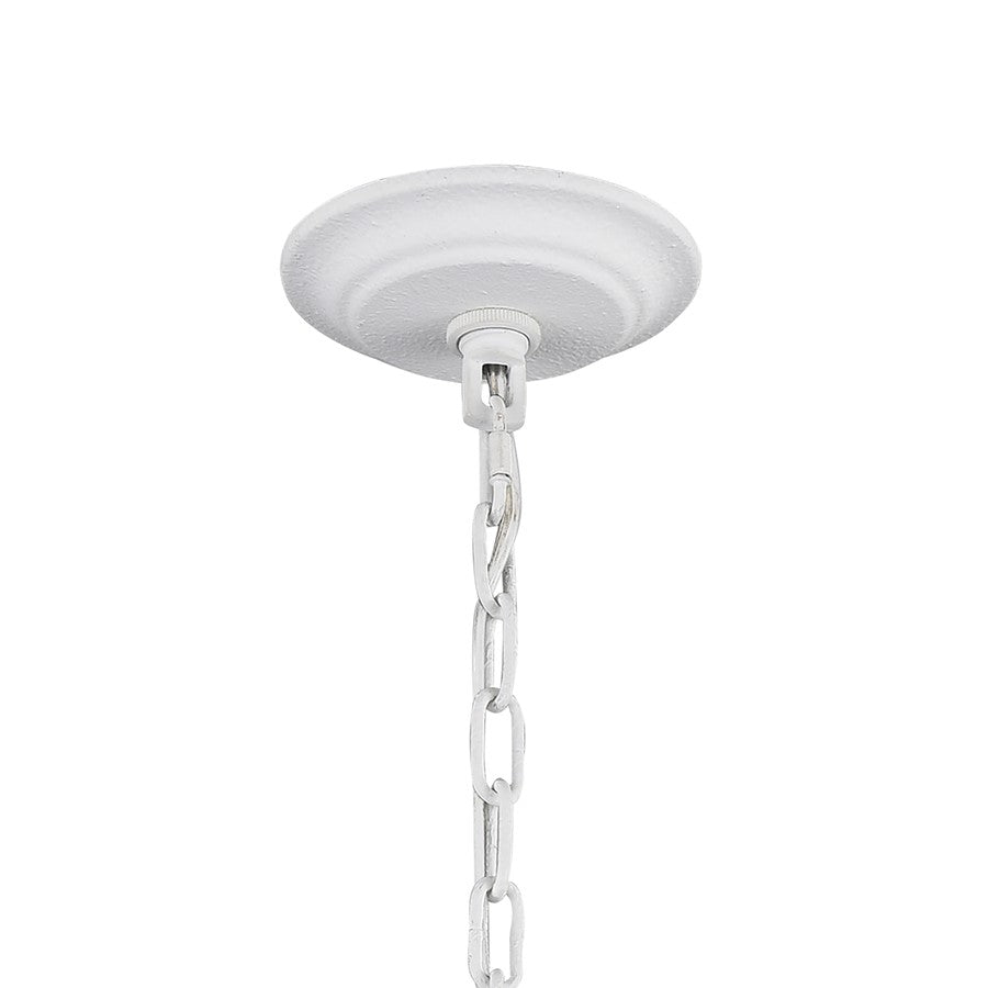 Atlas Lighting Hillcrest 24in 4-Light Chandelier | Dry White Metal and White Fabric Shade | Living Room & Hallway | 24 x 24 x 16 in | Model CL11202-WH