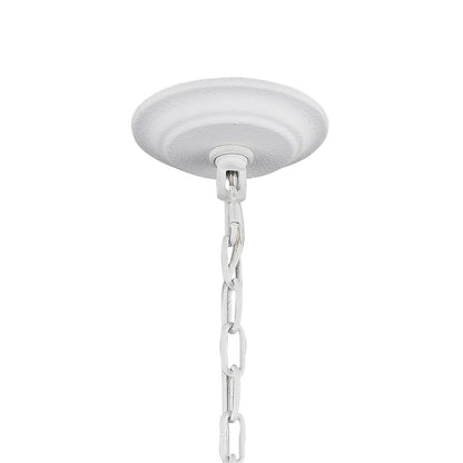 Atlas Lighting Hillcrest 24in 4-Light Chandelier | Dry White Metal and White Fabric Shade | Living Room & Hallway | 24 x 24 x 16 in | Model CL11202-WH
