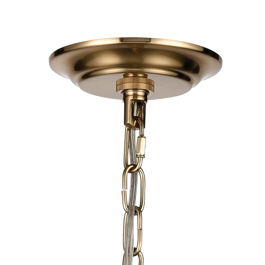 Atlas Lighting Inga 29in 9-Light Chandelier | Transitional Brass and Natural Wood | Dining Room & Living Room | 29 x 29 x 23 in | Model CL11205-BS