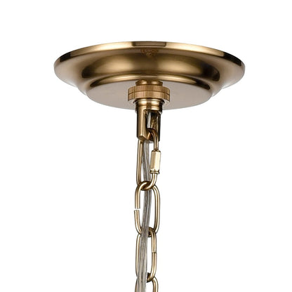 Atlas Lighting Inga 29in 9-Light Chandelier | Transitional Brass and Natural Wood | Dining Room & Living Room | 29 x 29 x 23 in | Model CL11205-BS
