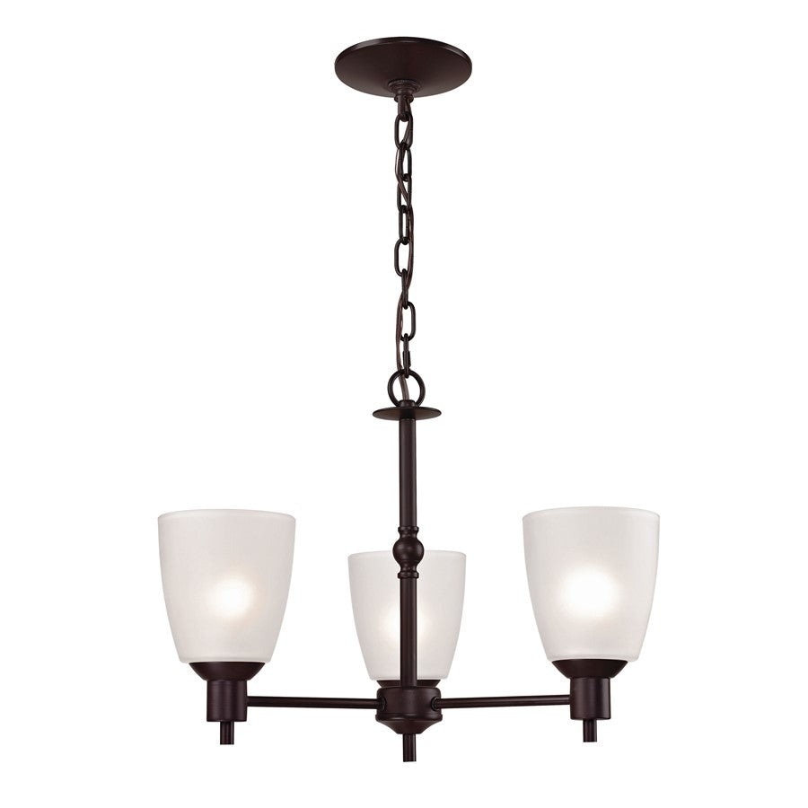 Atlas Lighting Jackson 20in 3-Light Chandelier | Transitional Oil Rubbed Bronze and White Frosted Glass | Dining Room & Kitchen | Model CL11206-BZ