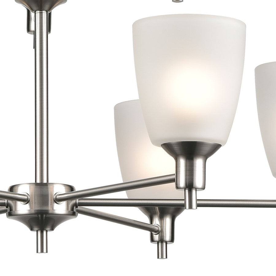 Atlas Lighting Jackson 29in 9-Light Chandelier | Transitional Brushed Nickel and White Frosted Glass | Dining Room & Living Room | Model CL11208-NK